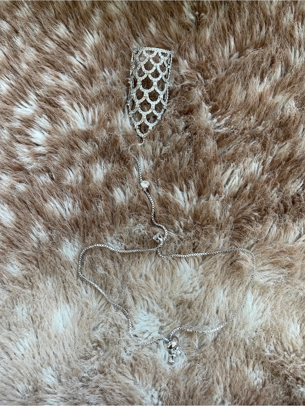 Silver Crystal Lace-Style Hand Bracelet